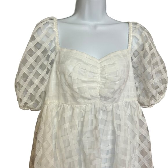 BaeVely White Polyester Chiffon Overlay Babydoll Dress Size L - Picture 3 of 7